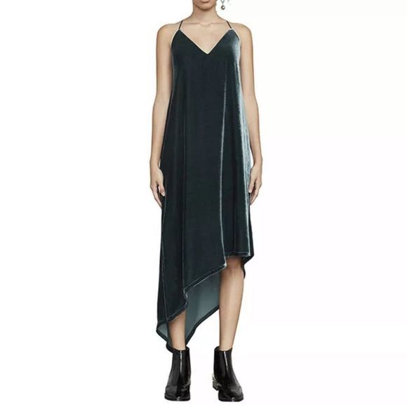 NWT $298 BCBGMAXAZRIA | Elana | Velvet Dress | Lined | in Midnight Teal - Picture 2 of 15